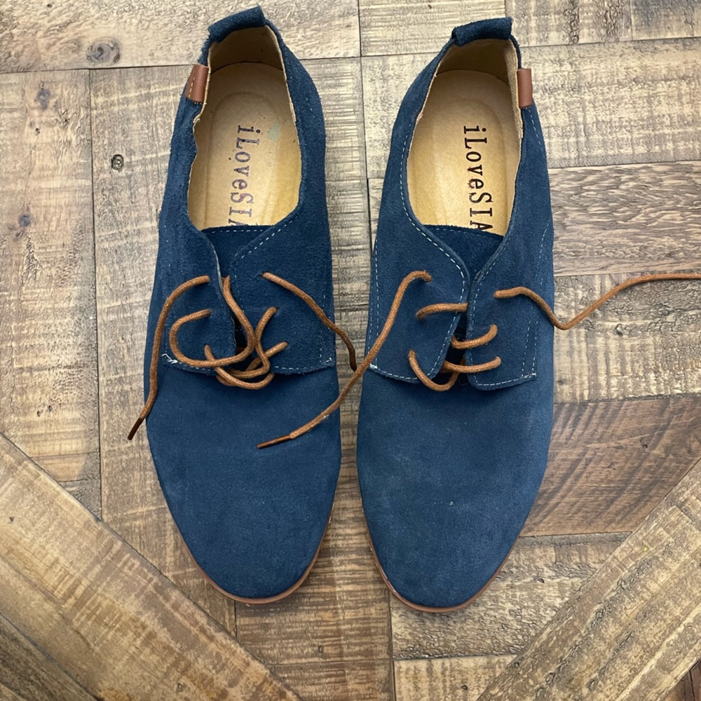 Men's Blue Suede Derbys